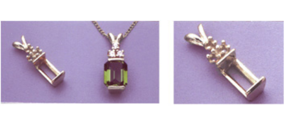 Deep Rectangle Tourmaline Pendant - Jewelry Components - Sterling Silver