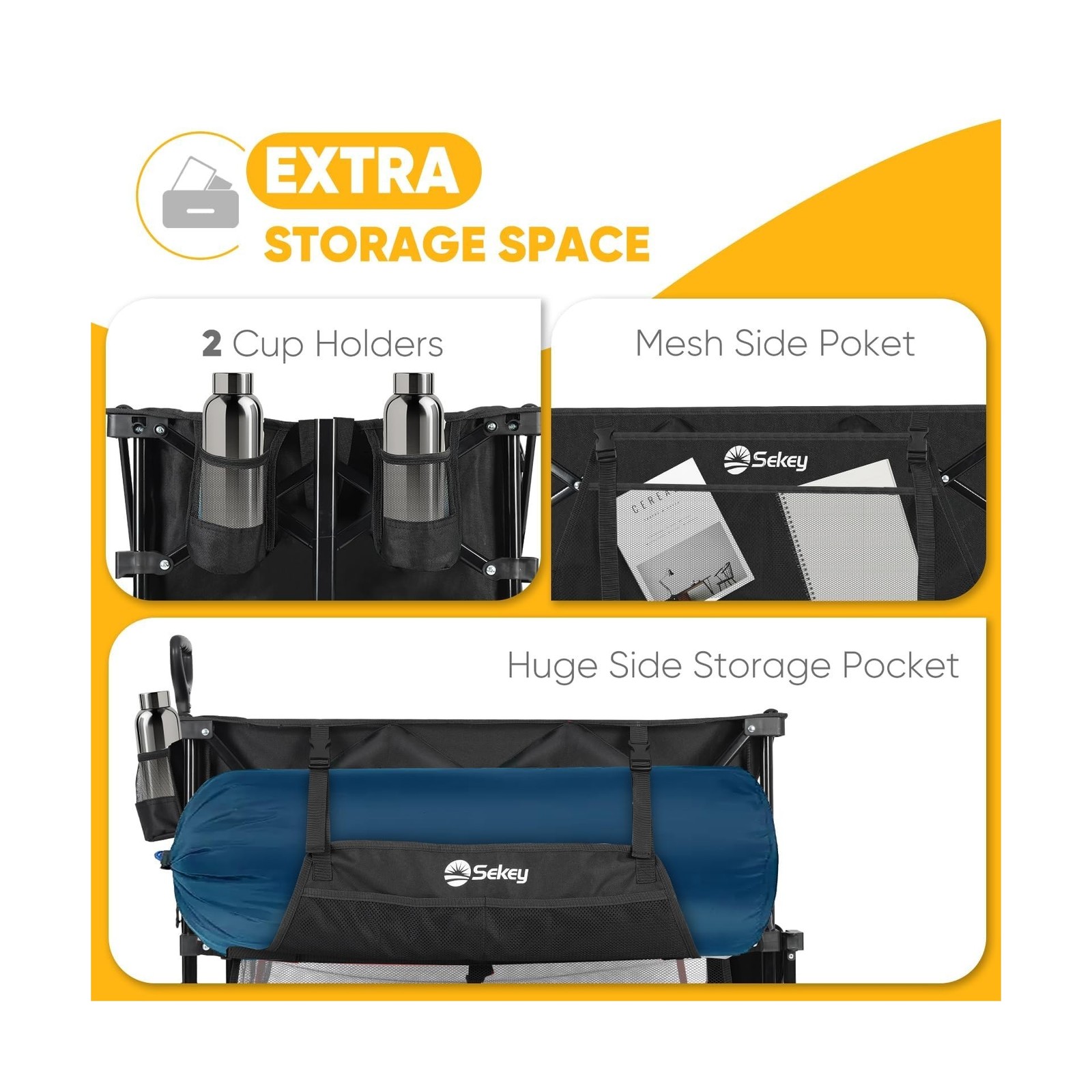 Sekey 500LBS Heavy Duty Double Decker Wagon with Extender, 400L Large Capacit...