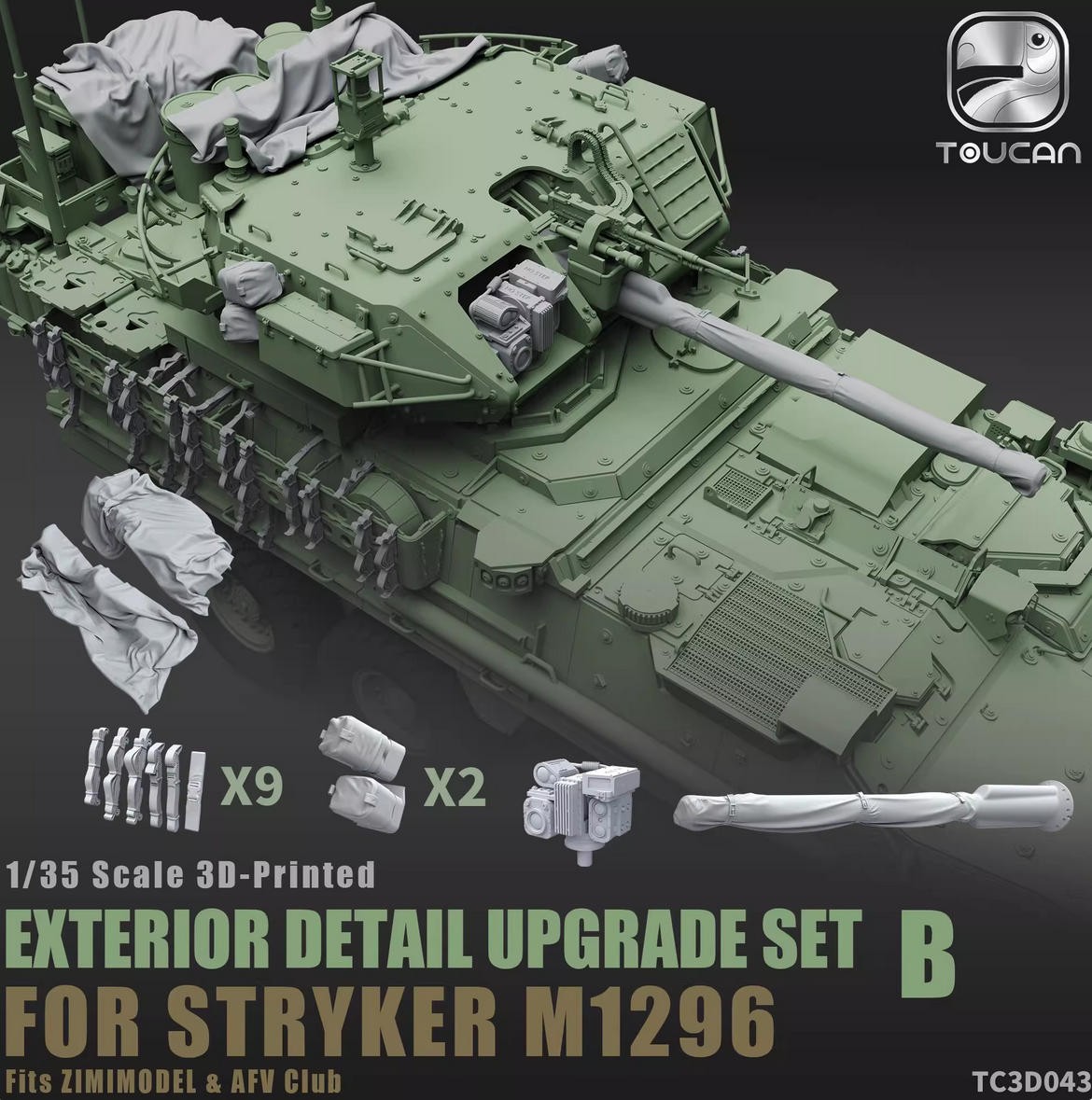 ZIMI&TOUCAN TC3D043 1/35 Stryker M1296 Exterior Detail Set BFor Zimi /AFV Club