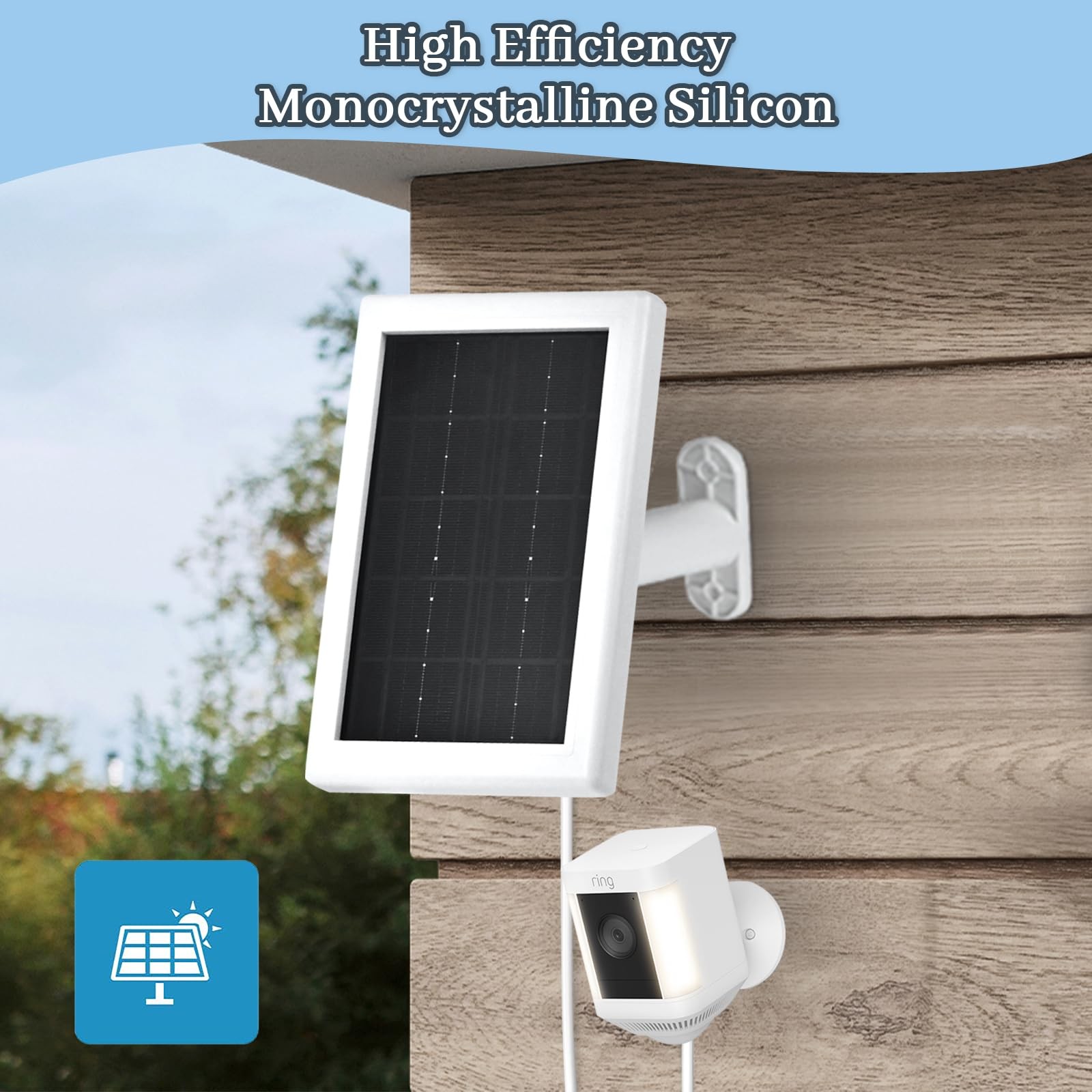 BOBUY Ring Camera Solar Panel Charger, 5V 3.5W Charger 2 Pack, White