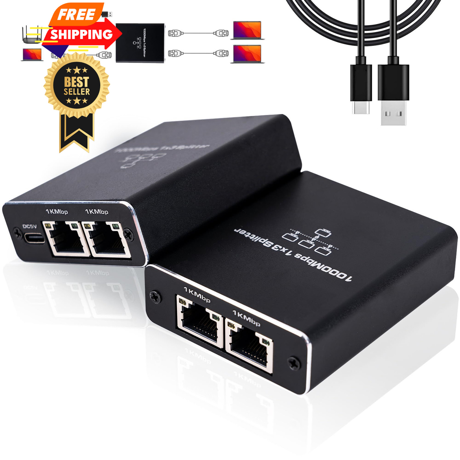 LIEZHUA Upgrade Ethernet Splitter 1 to 3, 1 3
