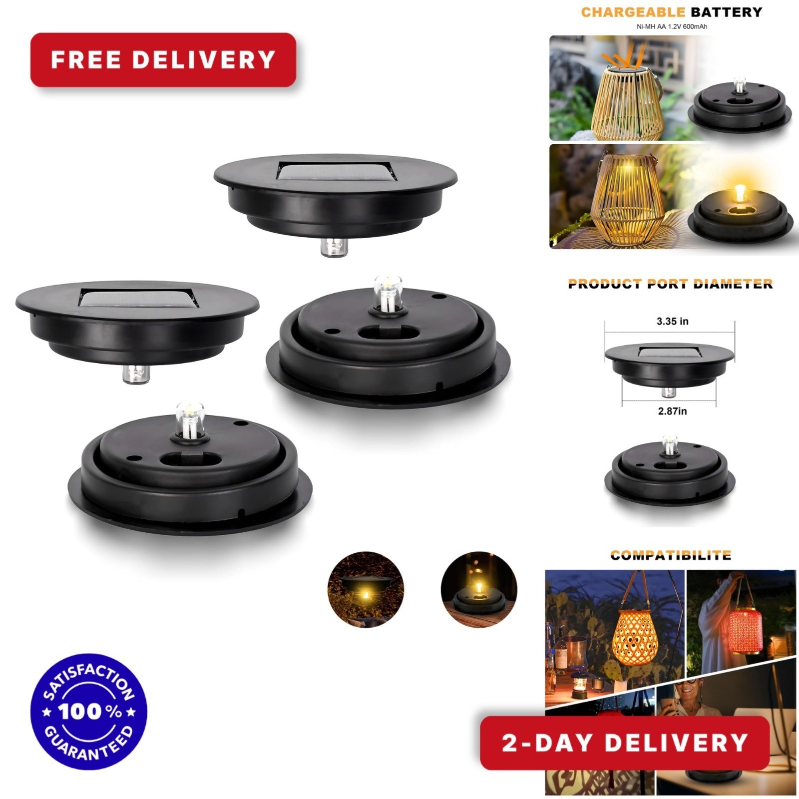 YUNJACKEYDZ Solar Light Replacement Top 4 Pack for Lanterns