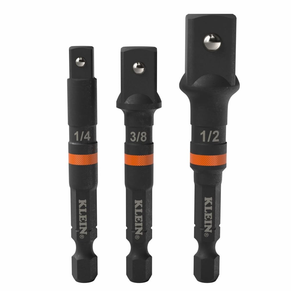 Klein Tools 65030A 3 Piece Impact Driver Socket Adapter Set 3 Inch Quick Connect