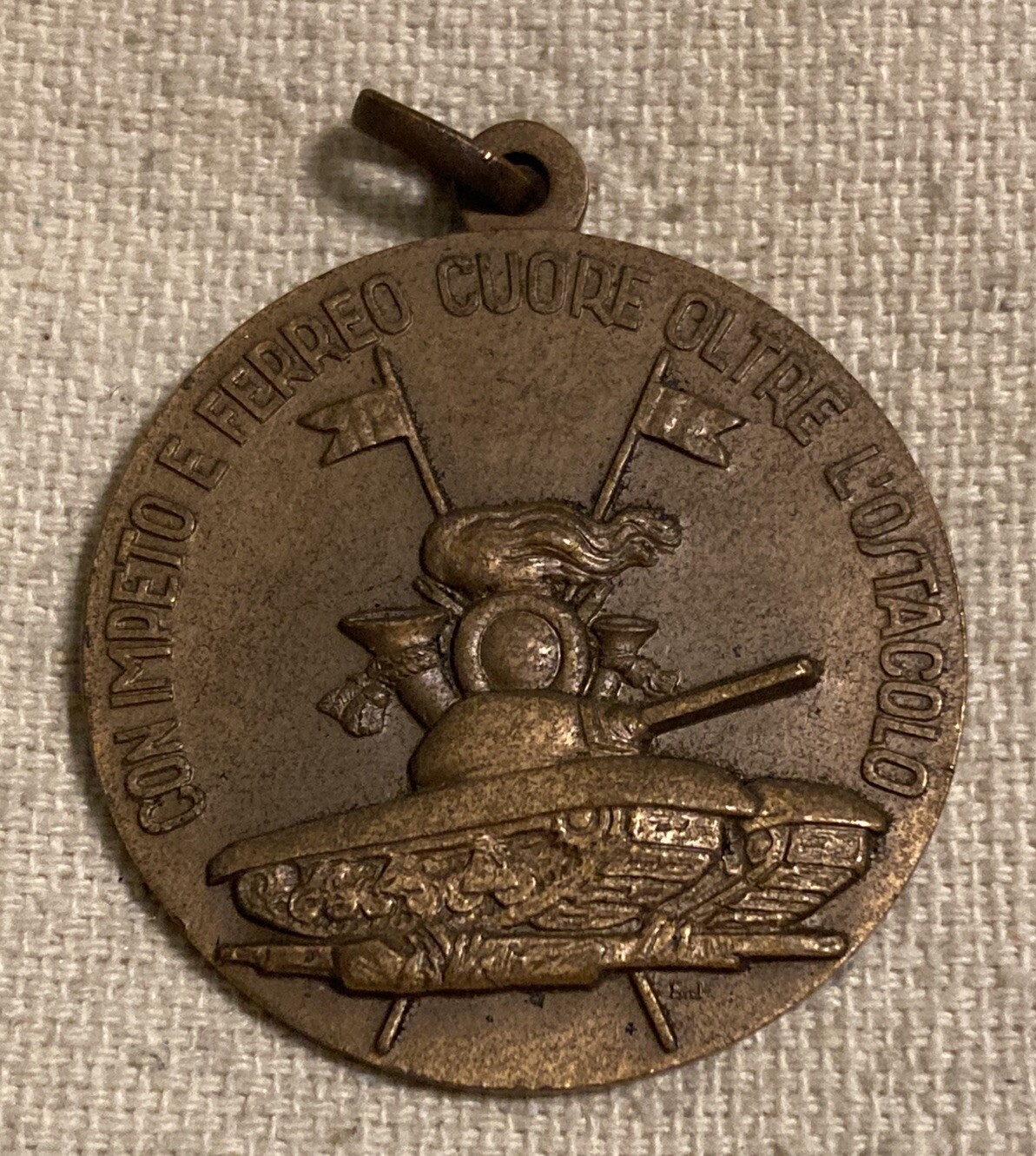 Italian Italy WW2 Medal Tank Badge Armored Troops School Army Fascist 1940s