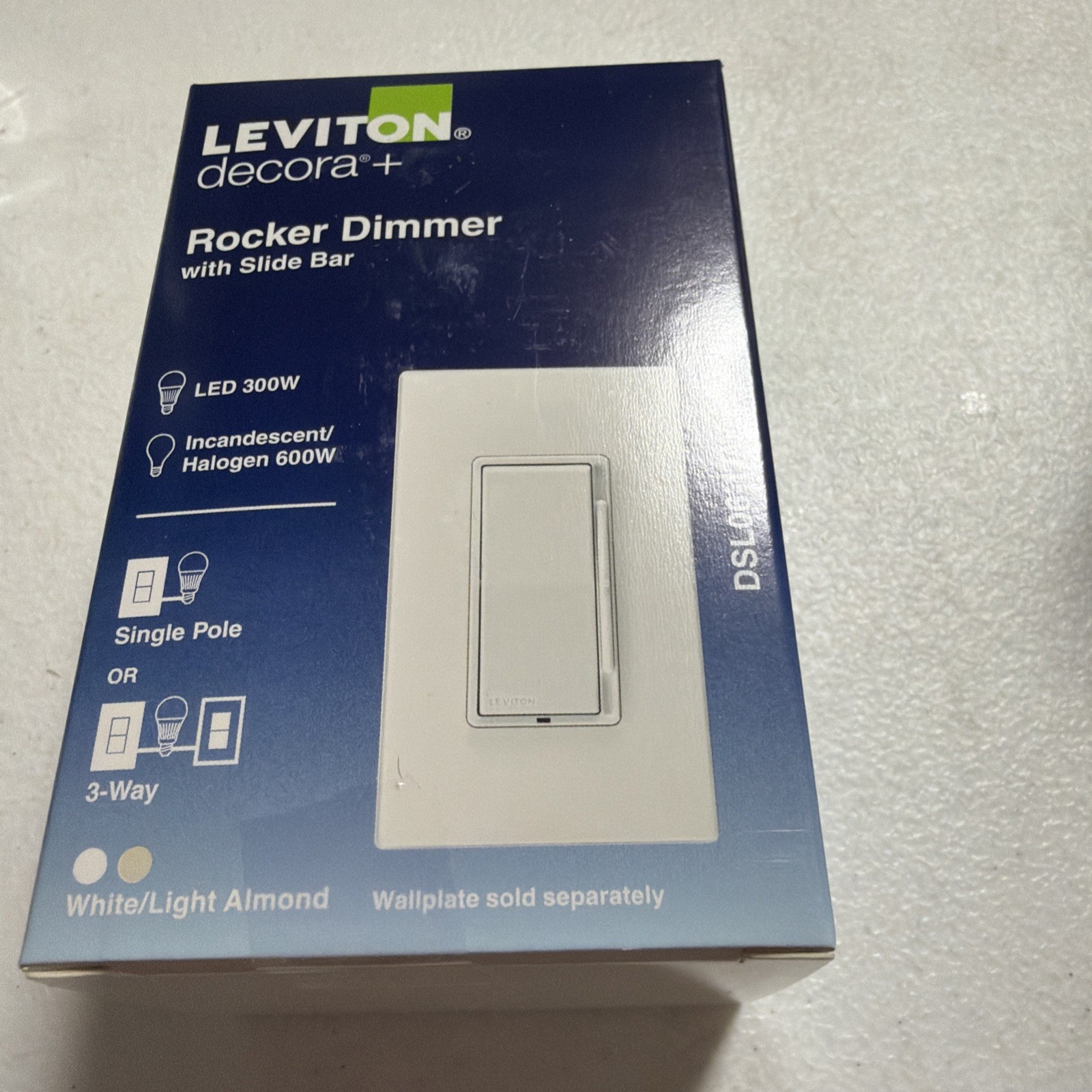 Leviton Decora+ Rocker Dimmer Switch with Slide Bar DSL06-1TW (1 pack)