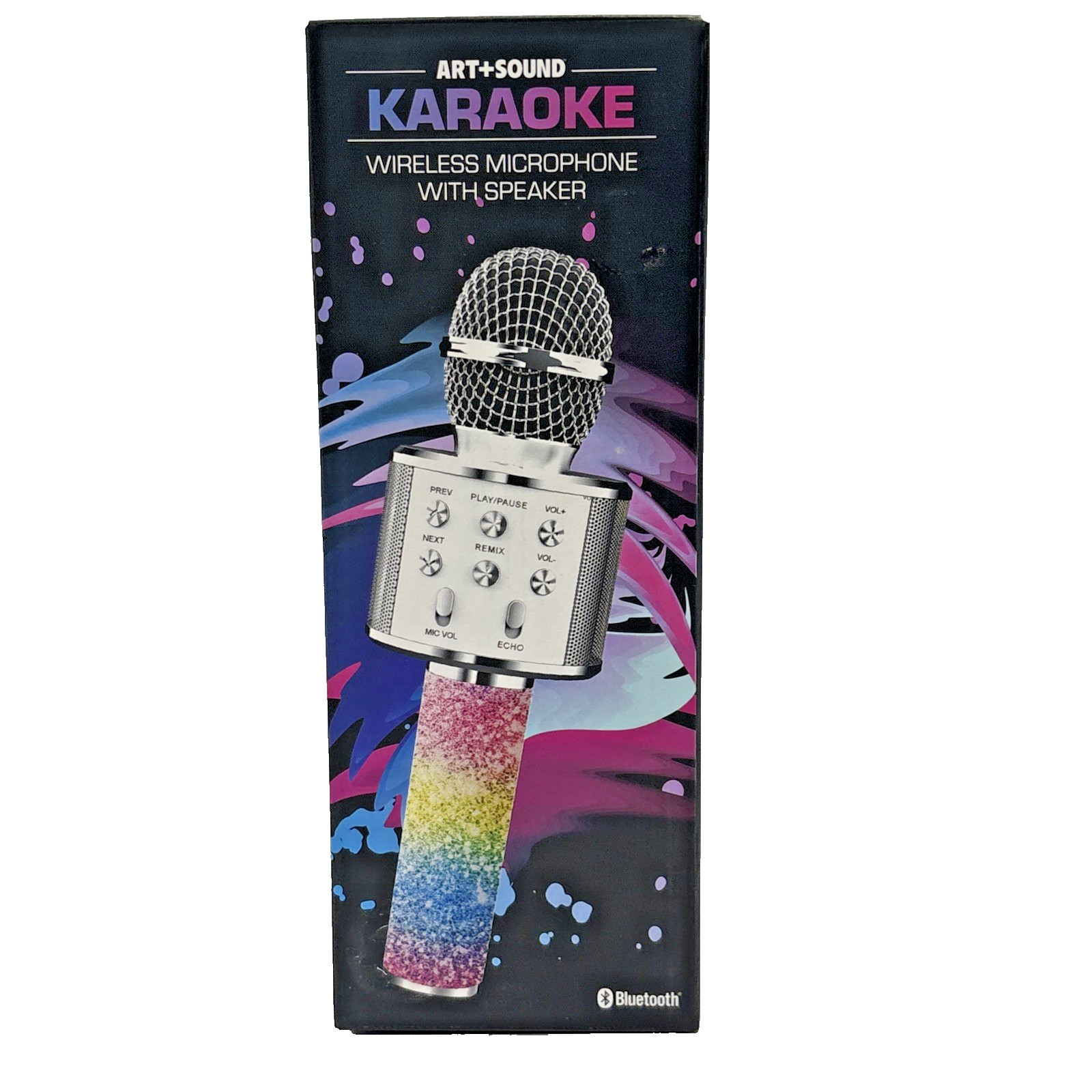 Art+Sound Karaoke Wireless Glam Microphone With Speaker Bluetooth New In Box