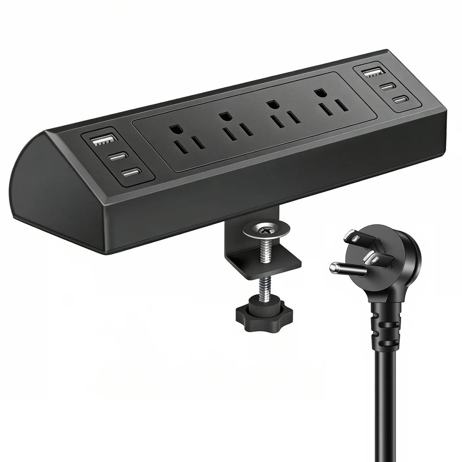 Desk Clamp Power Strip 4 PD 20W USBC Ports 4 AC Outlets 6.5 FT Cord 1875W
