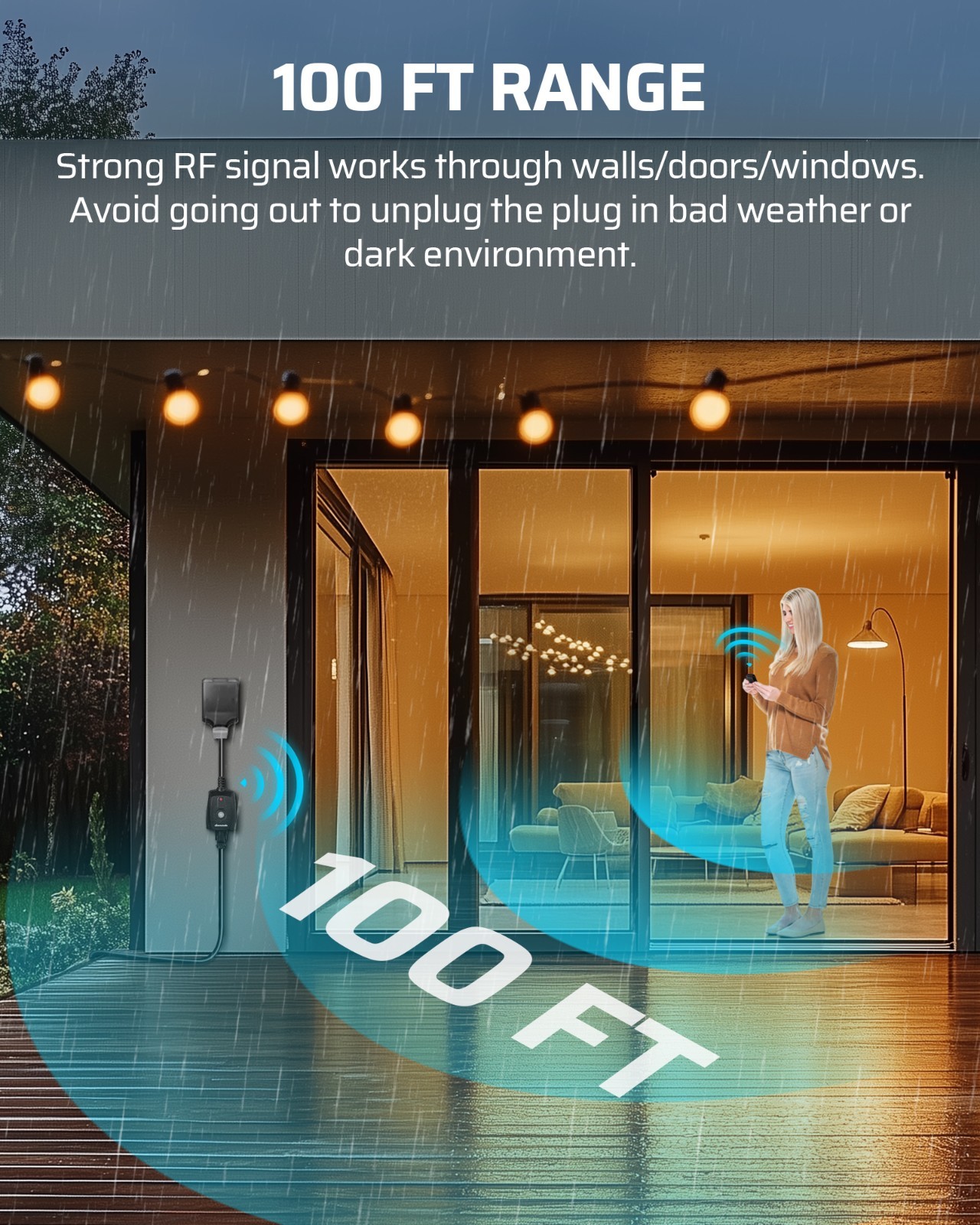 DEWENWILS Outdoor Remote Control Outlet, 125V 15A Wireless Remote Control Switch