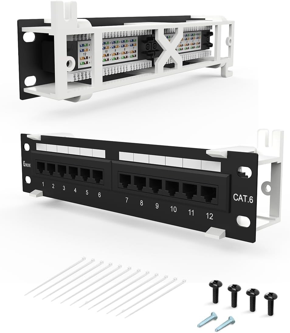 Cat6 12 Port Patch Panel RJ45 110 Mini Surface Wall Mount