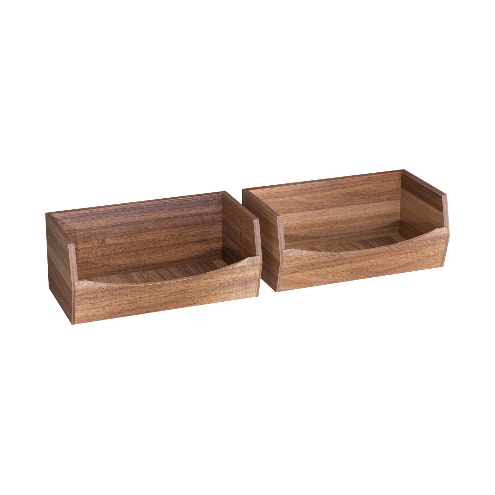 Seville Classics 2-Piece Stackable Acacia Bin Set