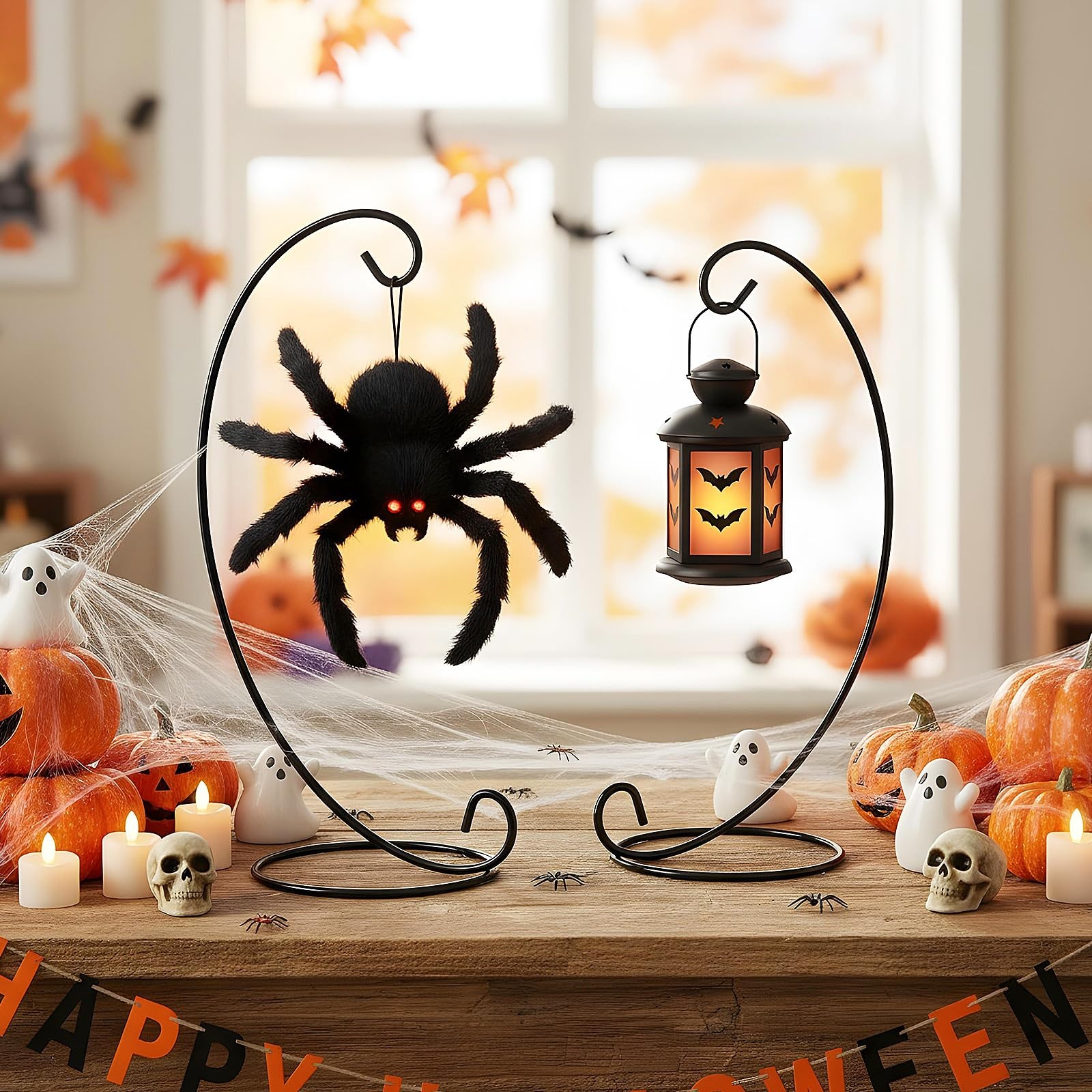 12 Pack Ornament Display Stands, 9.1 Inch Black Iron Hanging Hook Rack Holder...