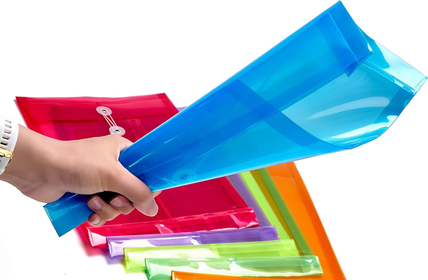 6 Pack Plastic Envelopes Poly Envelopes Expandable Files Document Folders with B