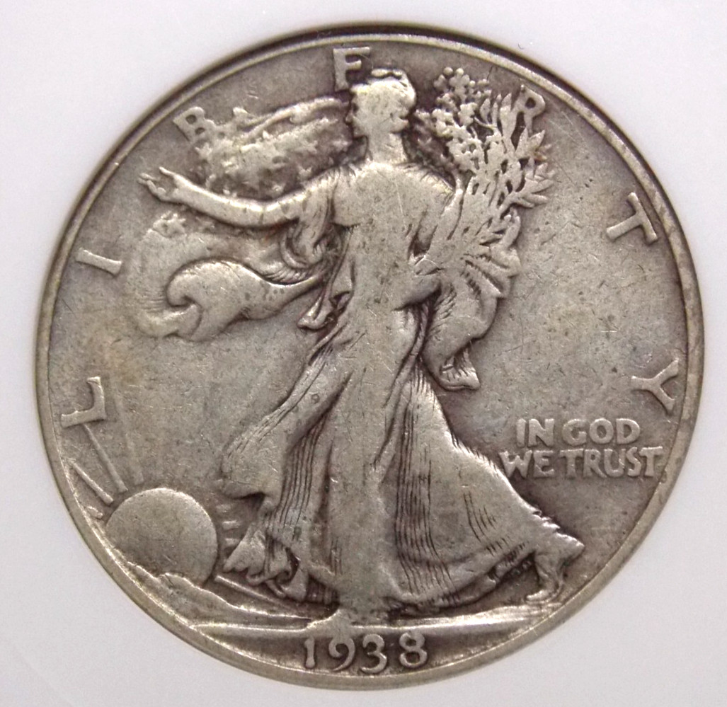 1938 "D" Walking Liberty Half Dollar 50c ANACS F12 #475 Fine *SOAPBOX* ECC&C Inc