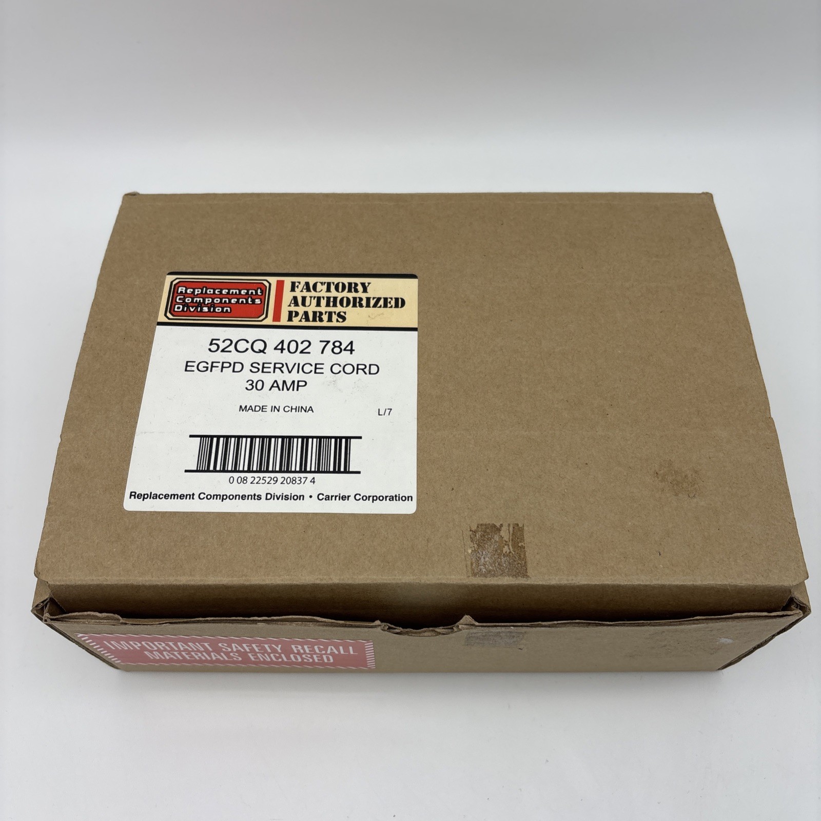 Carrier & Others 30 Amp Service Cord EGFPD 52CQ402784
