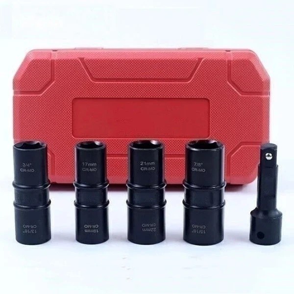 5PCS 1/2" THIN WALL FLIP IMPACT SOCKET SET FOR AUTO RIMS TIRES LUG NUTS USA