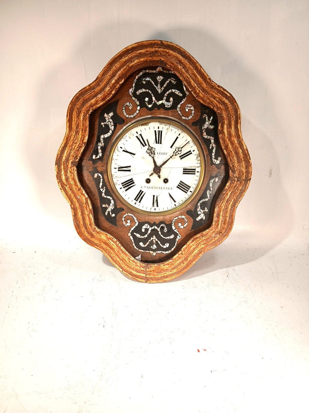 Antique Mother Of Pearl Inlaid French Bakers Clock, As Found