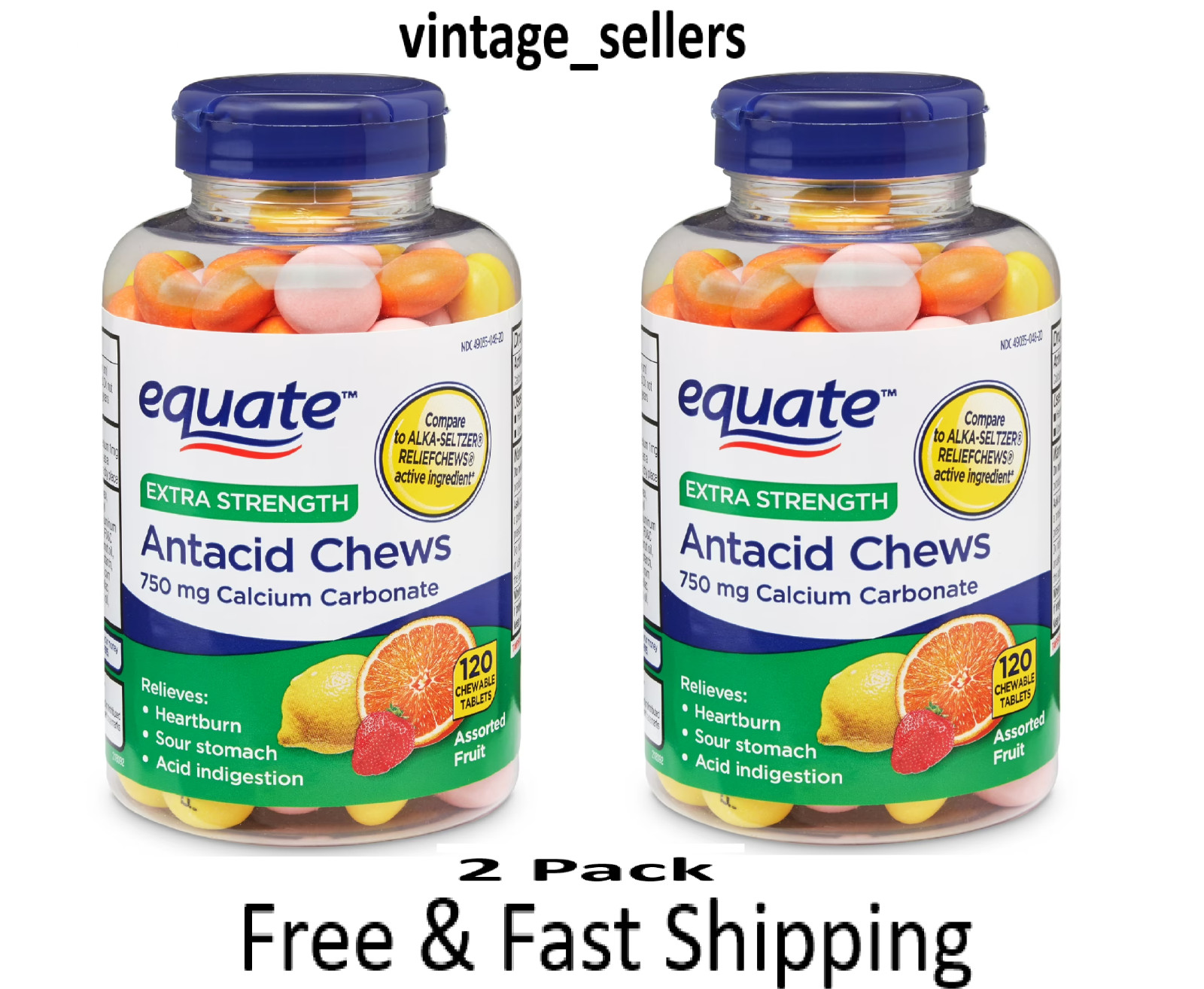 Equate Extra Strength Calcium Carbonate Chewable Antacid, Heartburn Relief 240ct