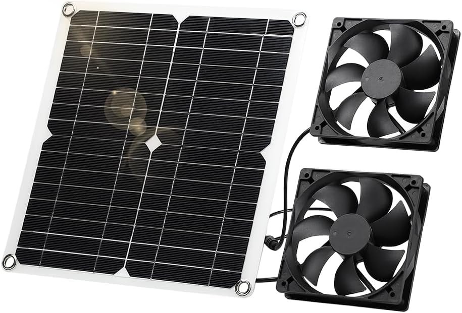 12W Solar Exhaust Fan, IP65 Waterproof for Coops, Greenhouses, and Sheds