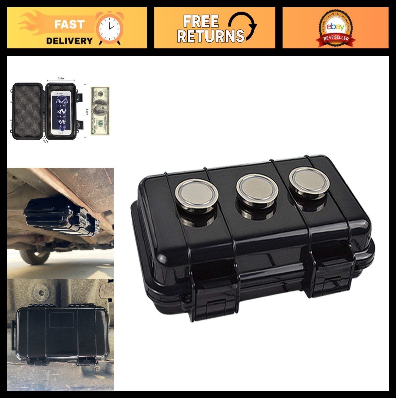 Waterproof Magnetic Key Holder Stash Box for GPS Trackers - Hide Keys Under Car