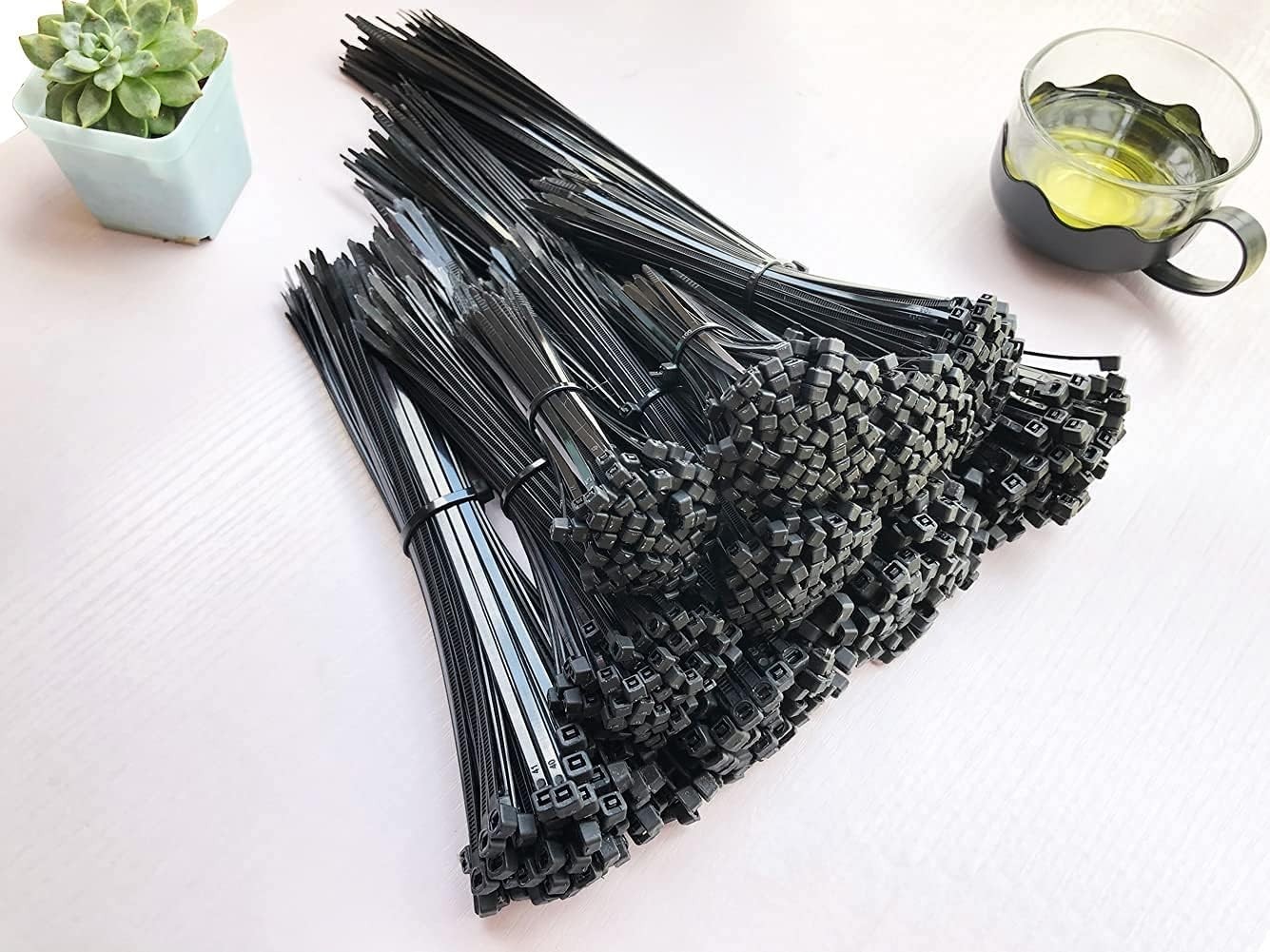 1000Pcs Heavy-Duty Black Zip Ties - Assorted Sizes for Ultimate Cable Management