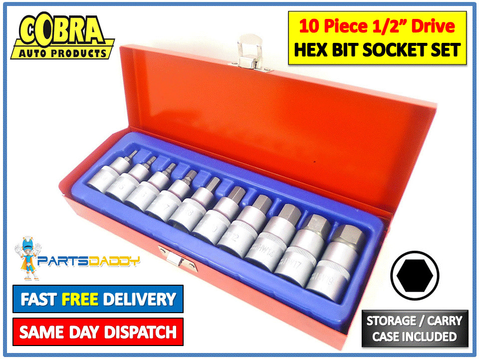 ALLEN KEY / HEX BIT SOCKET SET  10pc 1/2" Drive 4mm to 19mm - H4 to H19 UK 31-14