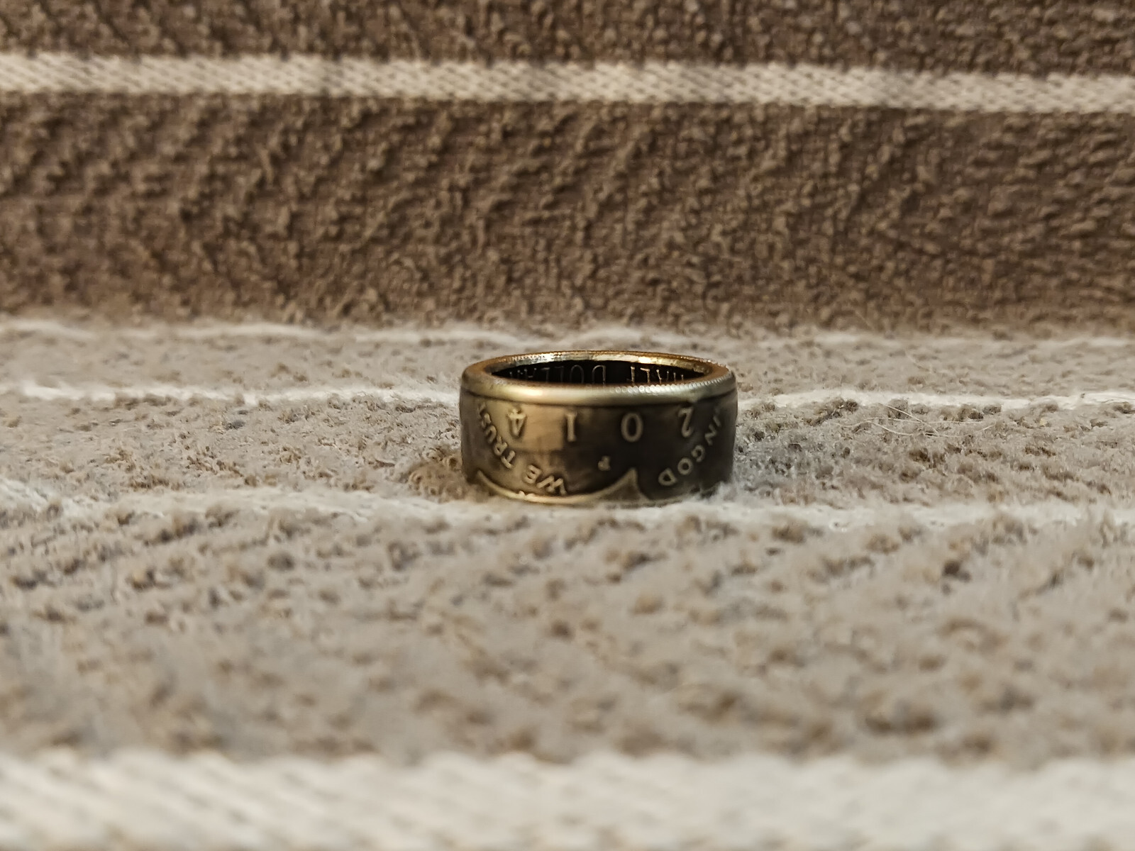 2014  Kennedy Half Dollars  size 8  coin ring  handmade mixed metals