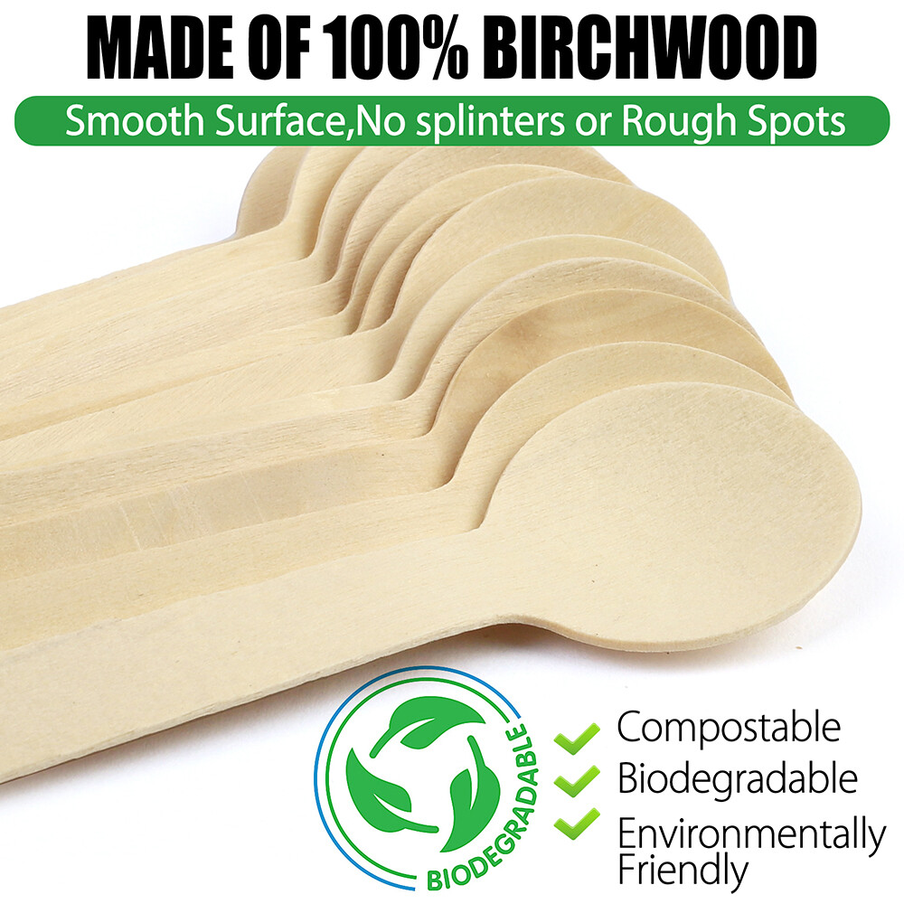 Disposable Wooden Spoons Wood Cutlery Spoon Tasting Sampling Taster Spoons