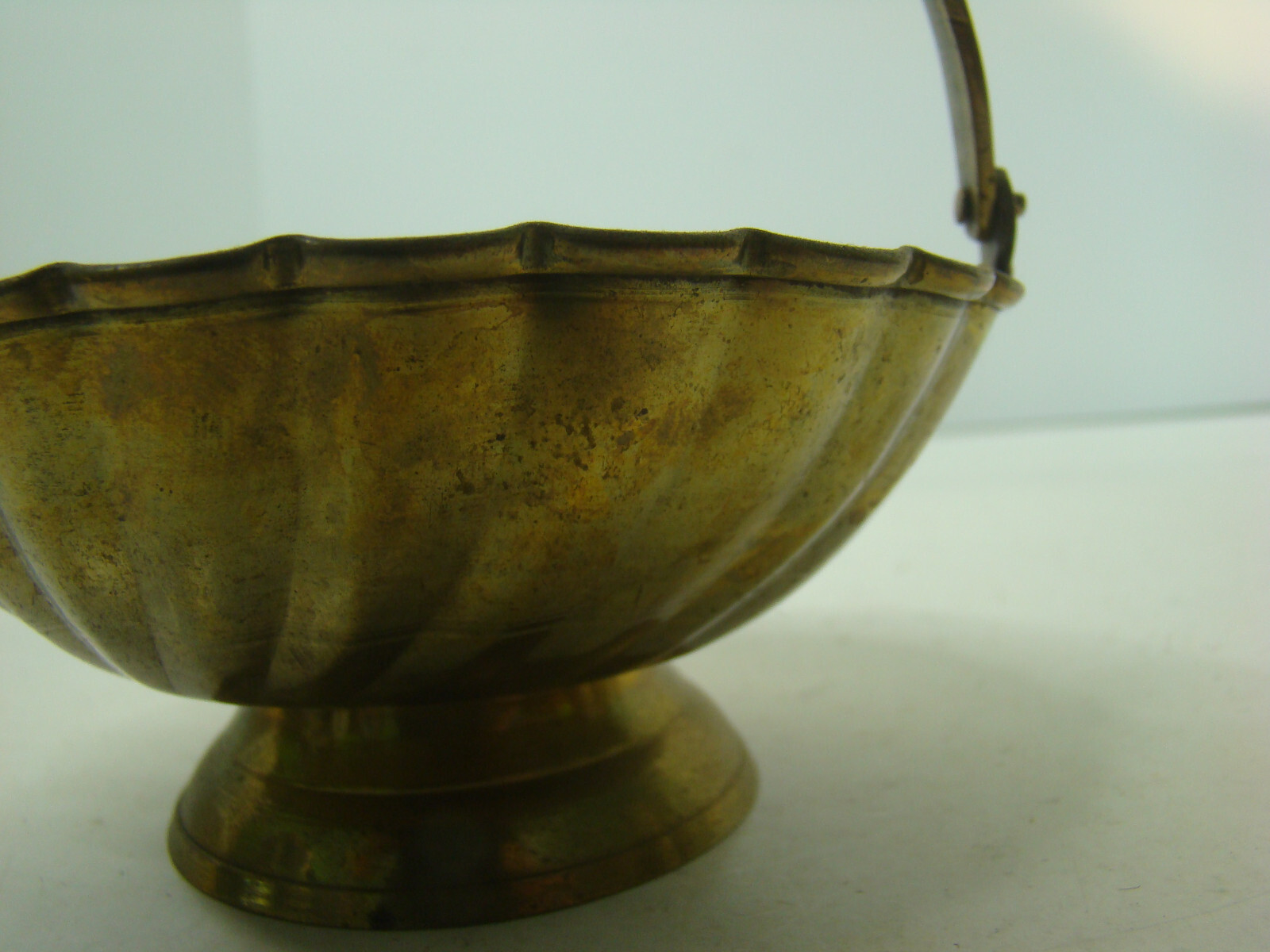 Vintage Solid Brass Basket Dish with Movable Handle trinkets candy