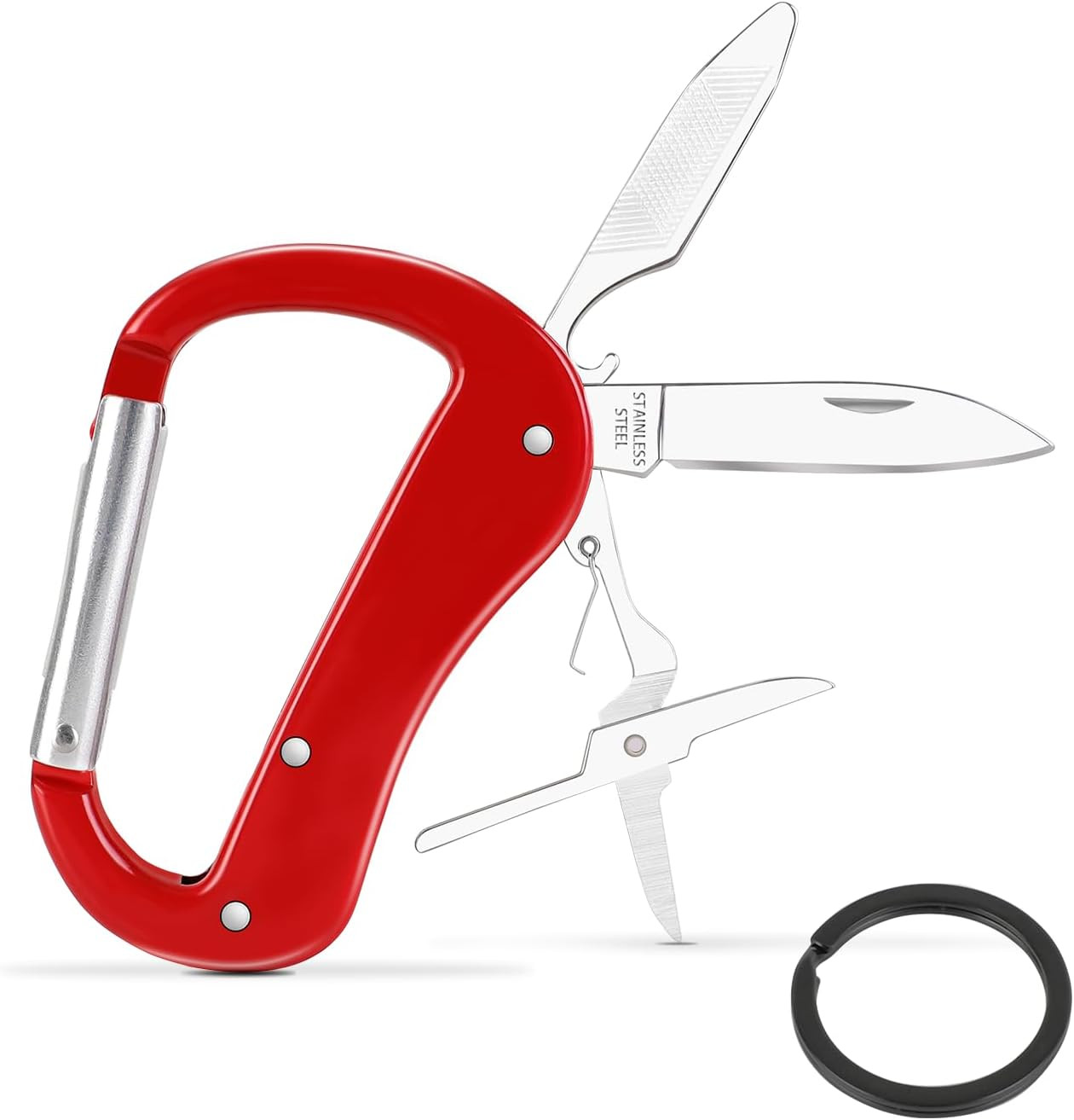 Multitool Carabiner with Pocket Knife, Stocking Stuffers Gifts for Men,Bottle Op