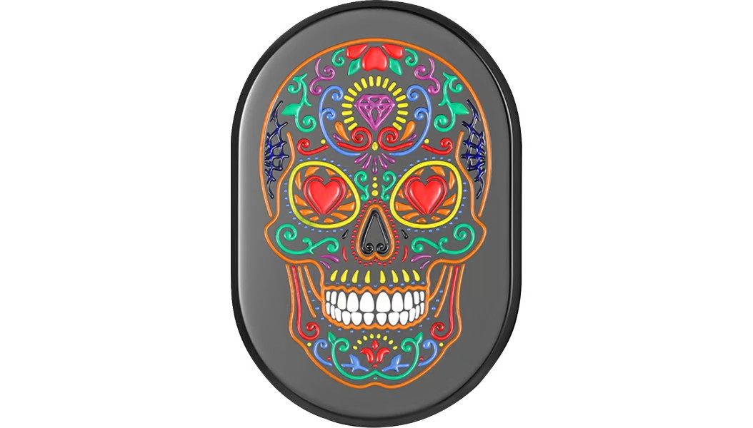 Figurati Designs Antenna Cover - Black with Sugar Skull Motorcycle Street Bike