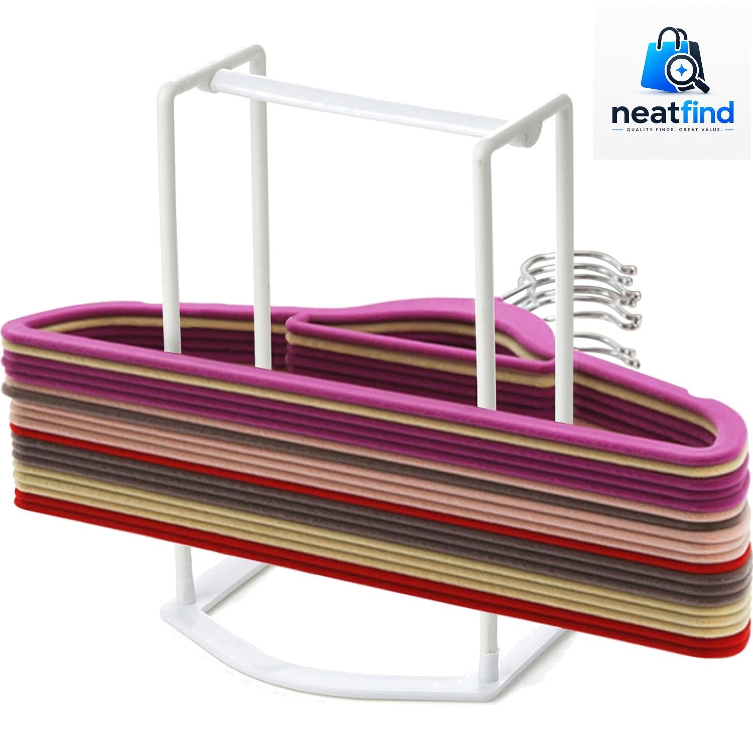 Hanger Stacker Organizer Stand, White Portable Clothes Hanger Holder | Laundr...