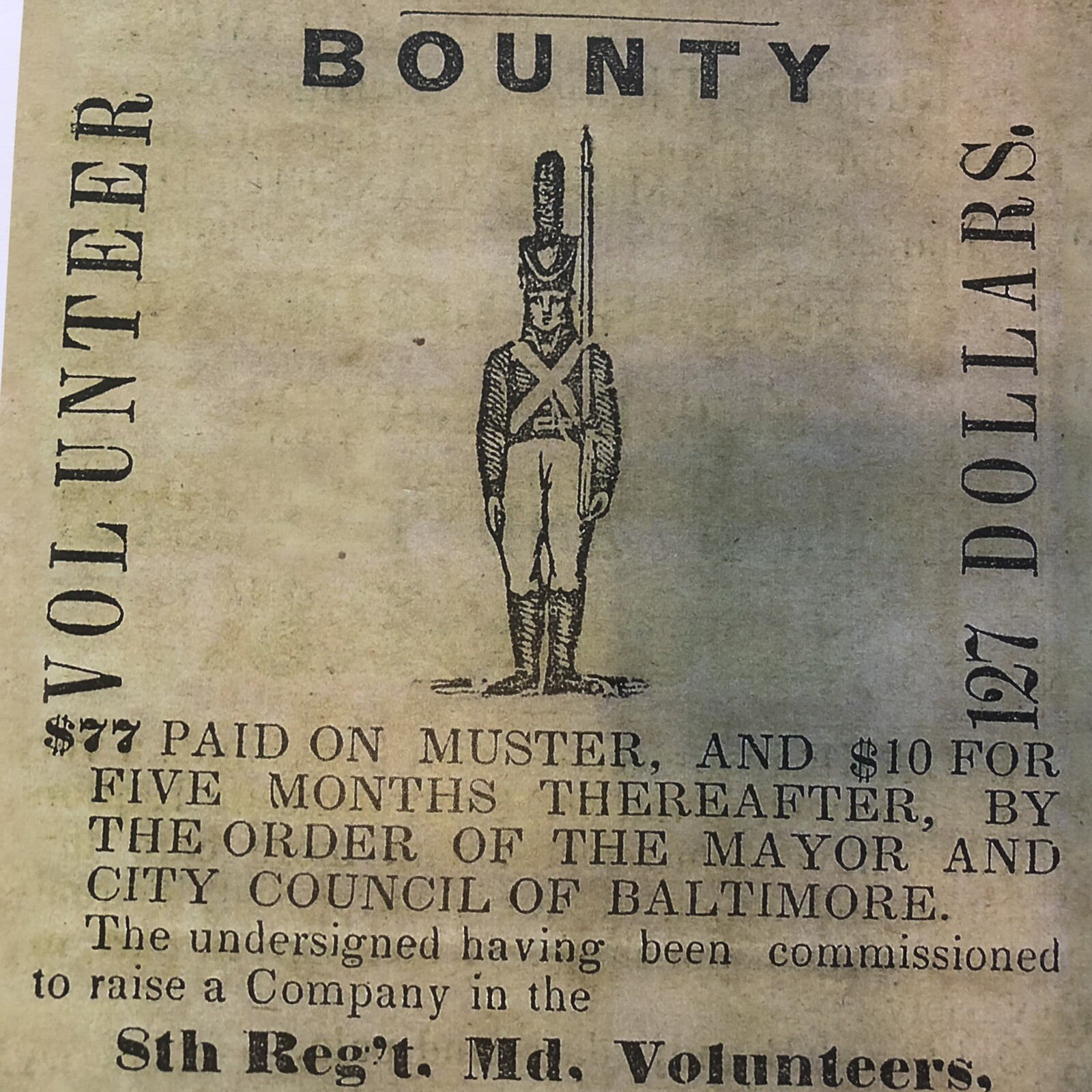 BEST 1862 CIVIL WAR ILLUSTRATED RECRUITMENT POSTER Talbot County MD Reproduction