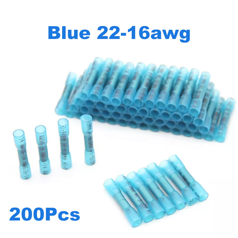 200pcs Waterproof Heat Shrink Butt Splice Wire Connectors Crimp Terminals Kits