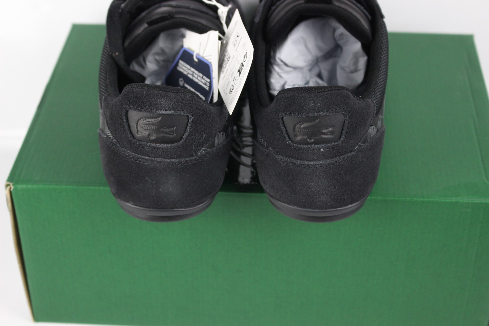 Lacoste Men's Chaymon Suede Sneakers Size 7 M Black Gray Leather