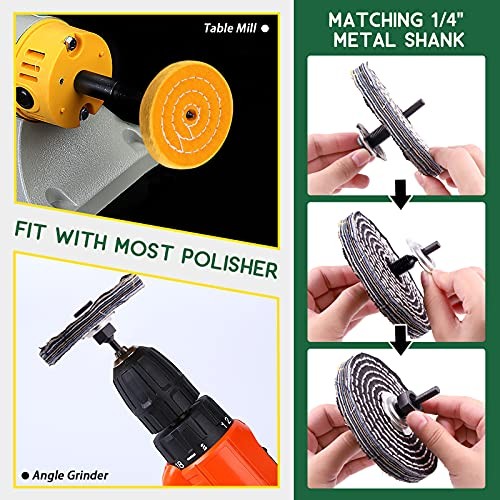 8Pcs 4inch Buffing Polishing Wheel Kit Includes Polishing Compounds, Buffer