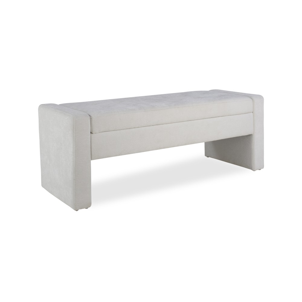 50" Modern Upholstered Storage Bench with Tufted Seat, Fabric Ottoman Bench