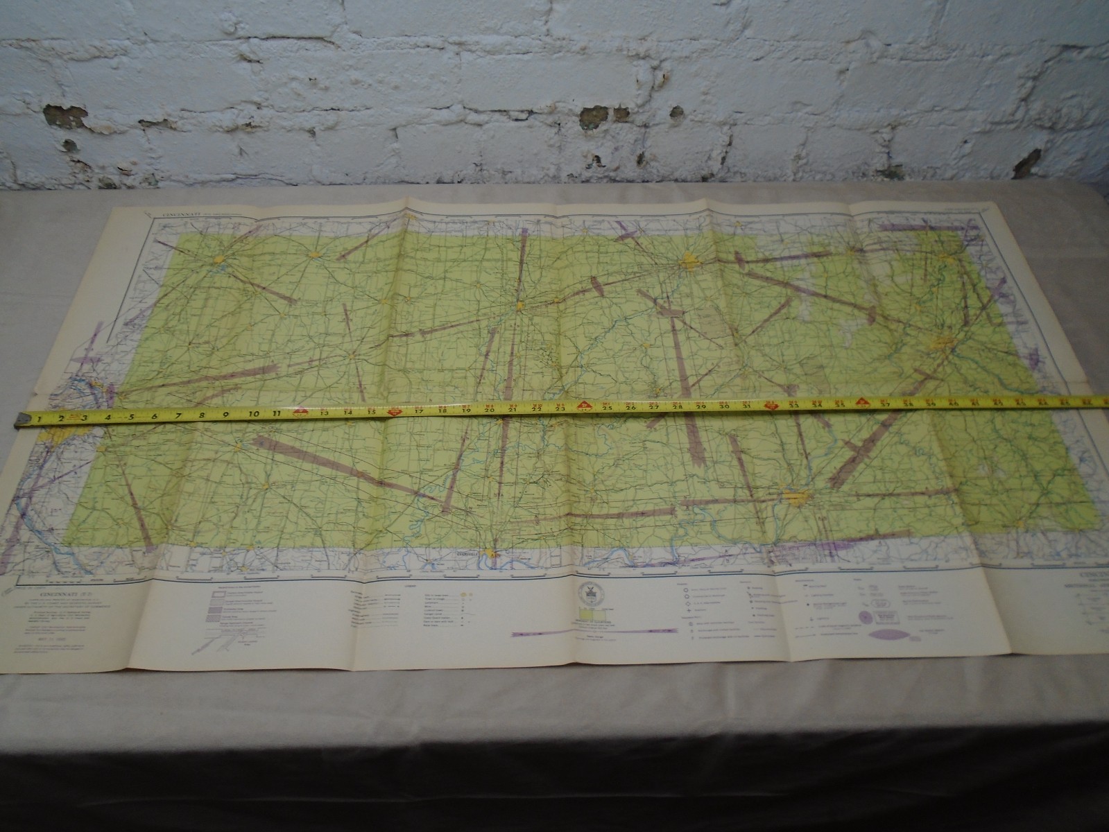 1945 Cincinnati Sectional Aeronautical Chart Map U.S Coast & Geodetic Survey