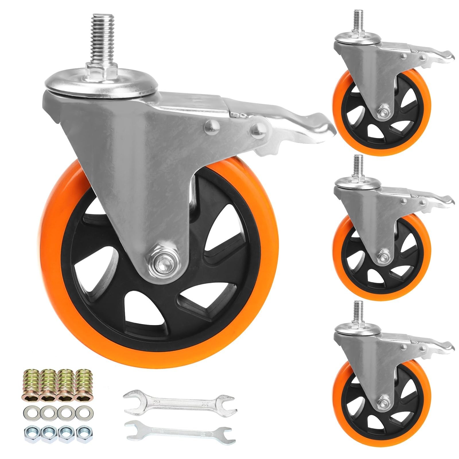 Stem Casters Heavy Duty Casters Swivel Threaded Stem Caster Wheels with 3/8"-...