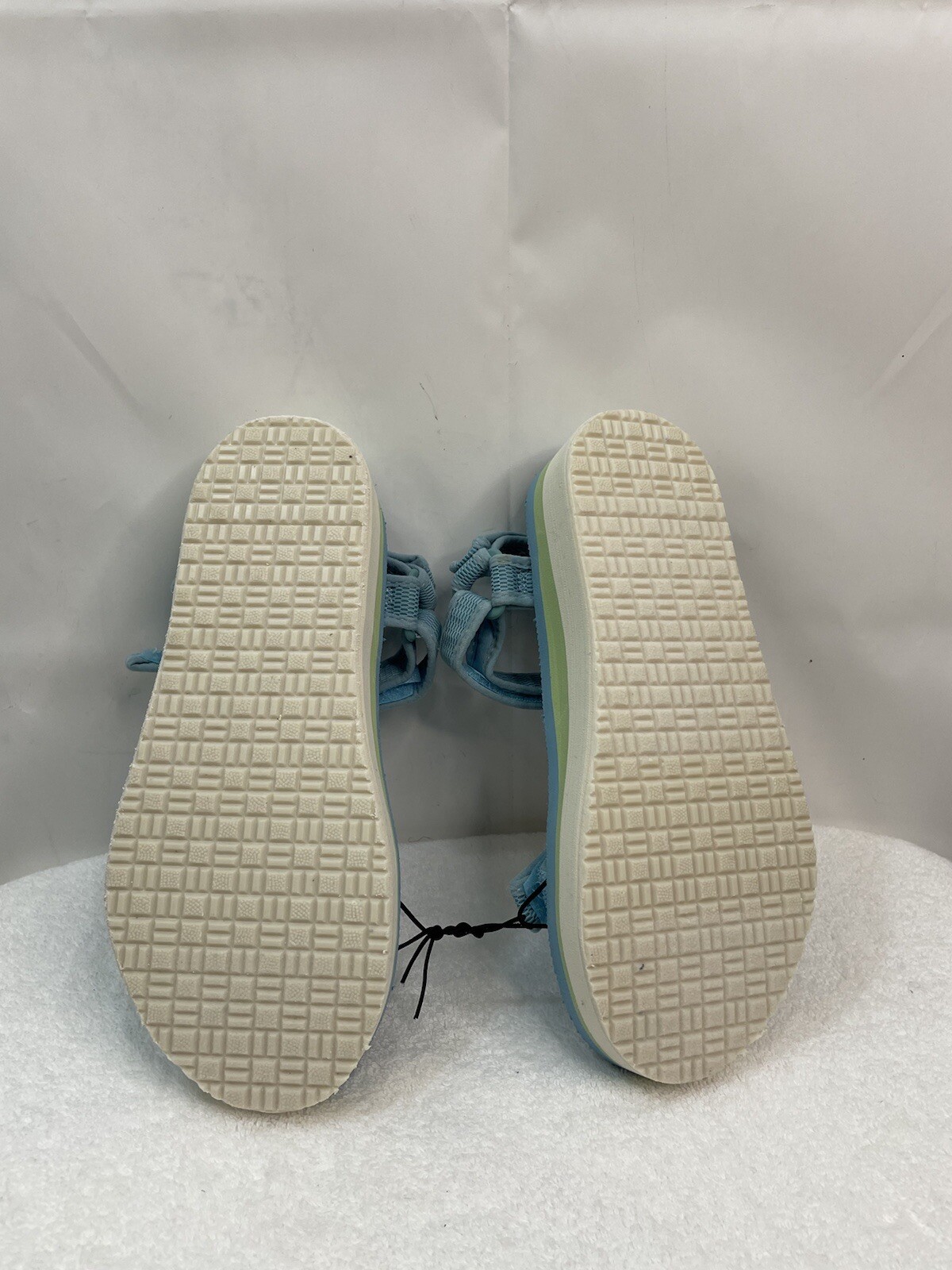 Time and Tru Women's Blue Hook & Loop Platform Nature Sandal
