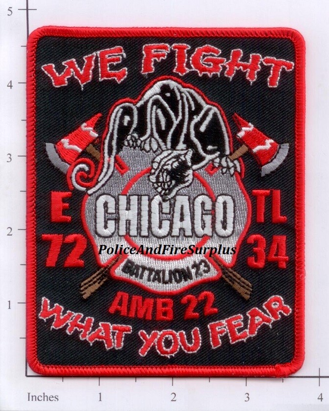 Illinois - Chicago Engine 72 Truck 34 Ambulance 22 Batt 23 IL Fire Dept Patch