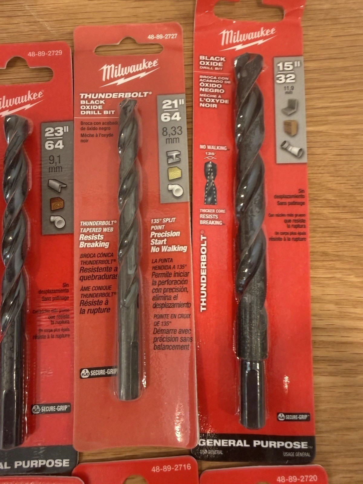 Milwaukee Thunderbolt® Black Oxide Drill Bits General Purpose Lot/10 Various Szs