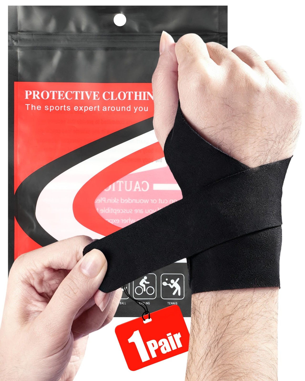 FitDA Ultra Thin Wrist Brace Support Wraps (2-Pack), Dual Strap Black