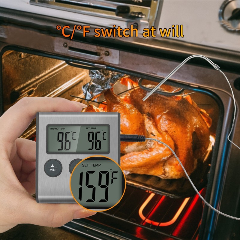 Remote Kitchen Digital Cooking Thermometer Probe Meat Food Temperature w/Timer