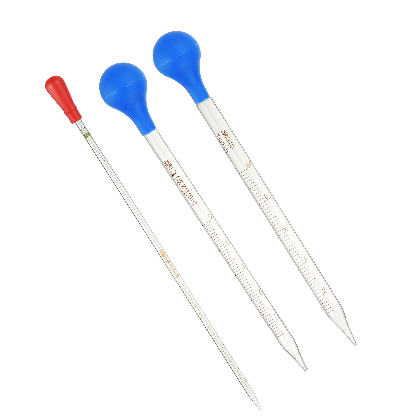 Graduated Pipettes, 3 Pack 0.1ml/5ml/10ml Glass Pipette with Bulb