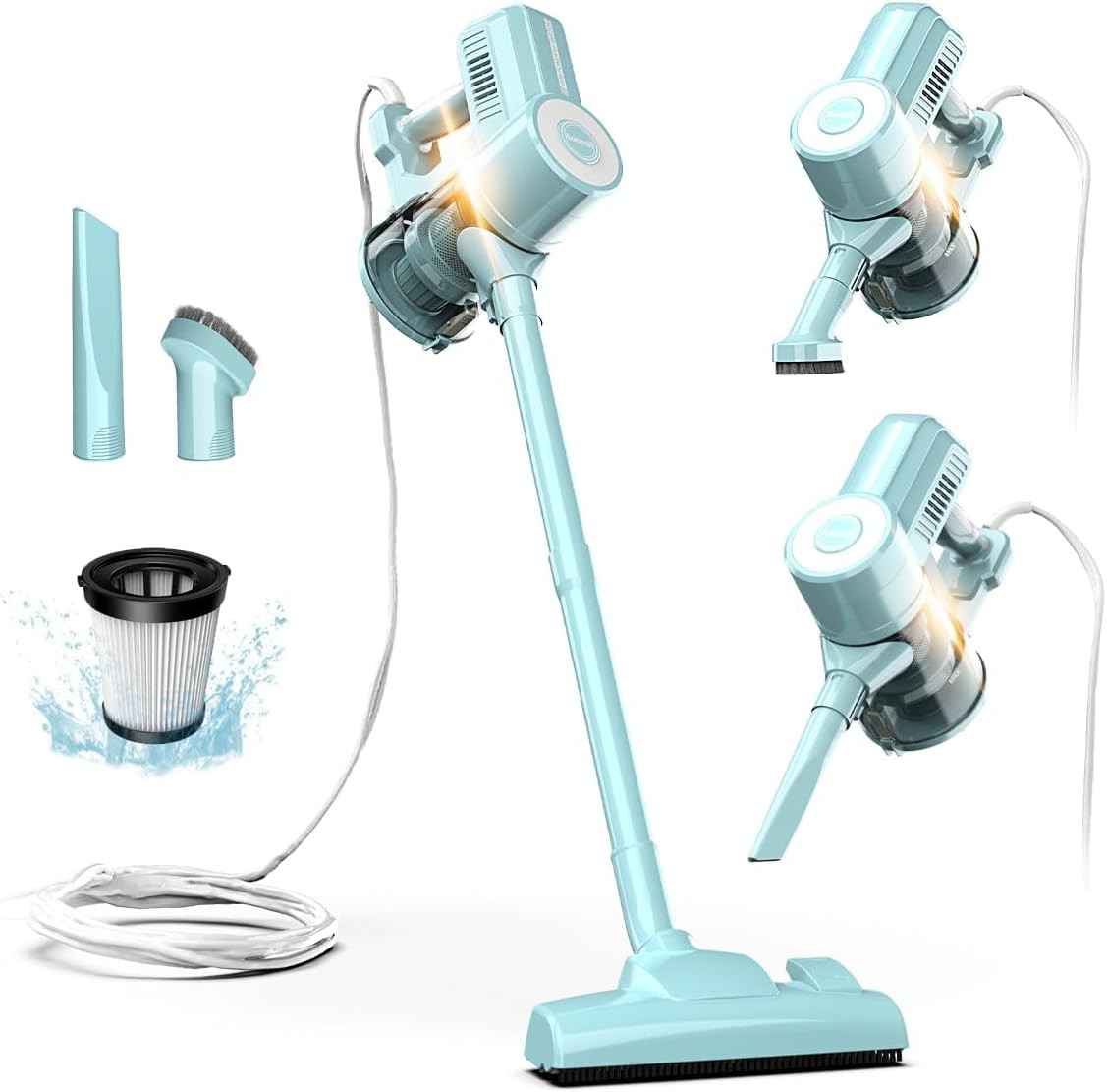 Roomie Tec Corded Stick Vacuum Cleaner - 450W, Lightweight 2 in 1 Handheld with