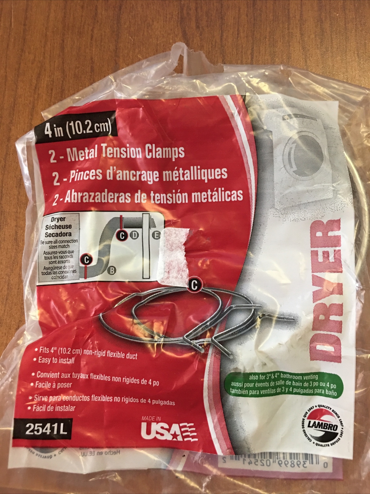 Lambro Dryer Duct Clamp, Spring Tension, 4-In., 2 In Each Package