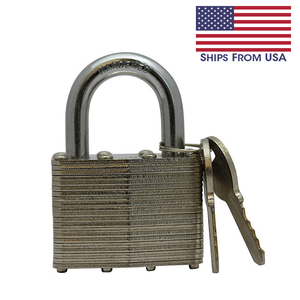 Steel Laminated Solid Brass Hardened Shackle Keyed Padlock 1 3/4" inch 44mm