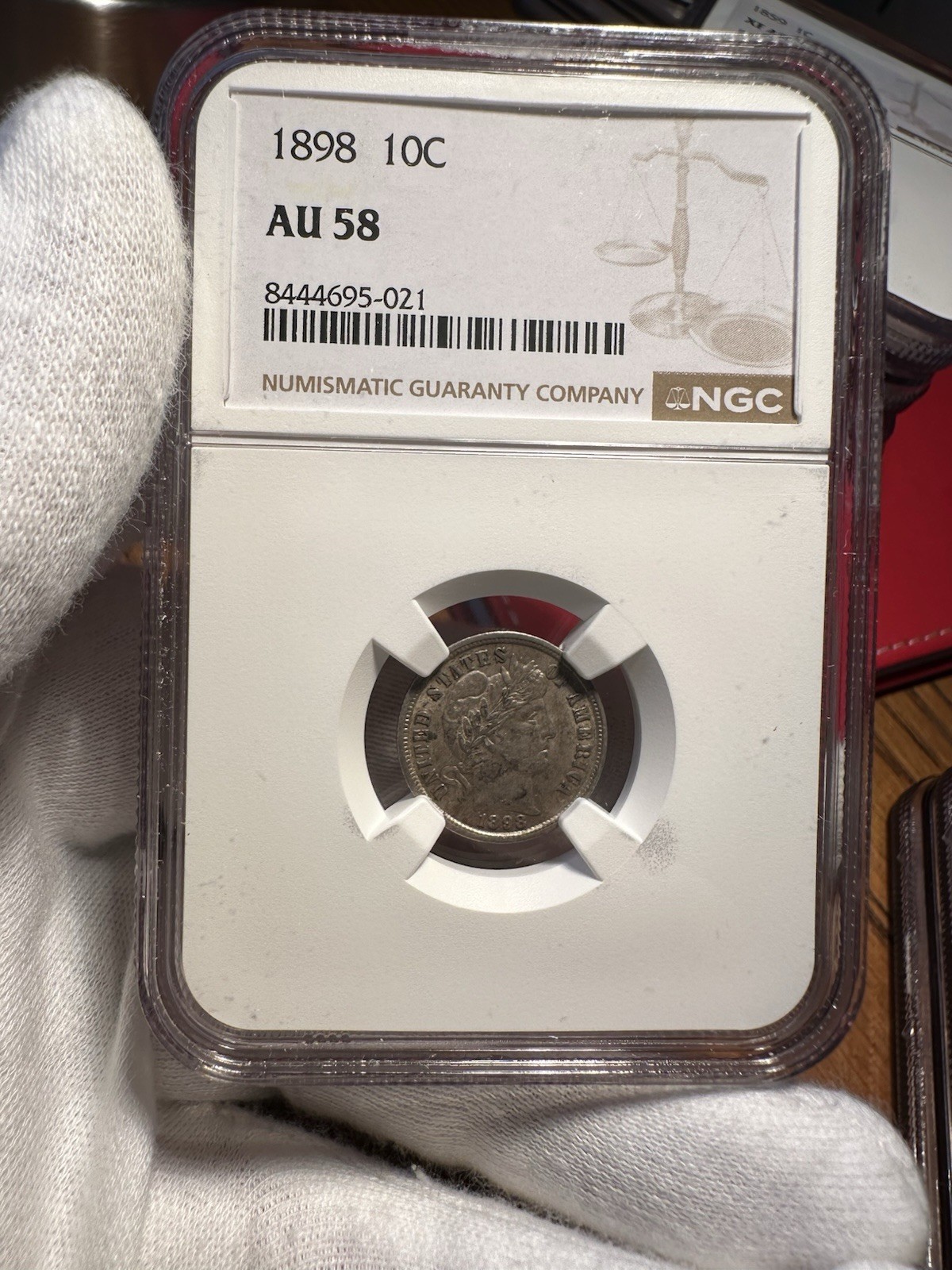 1898 Barber Dime AU 58 NGC