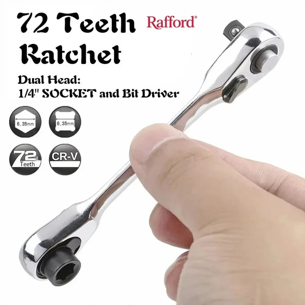 1/4" Mini Double-Ended Quick Socket Ratchet Wrench Rod Screwdriver Bit Tools *