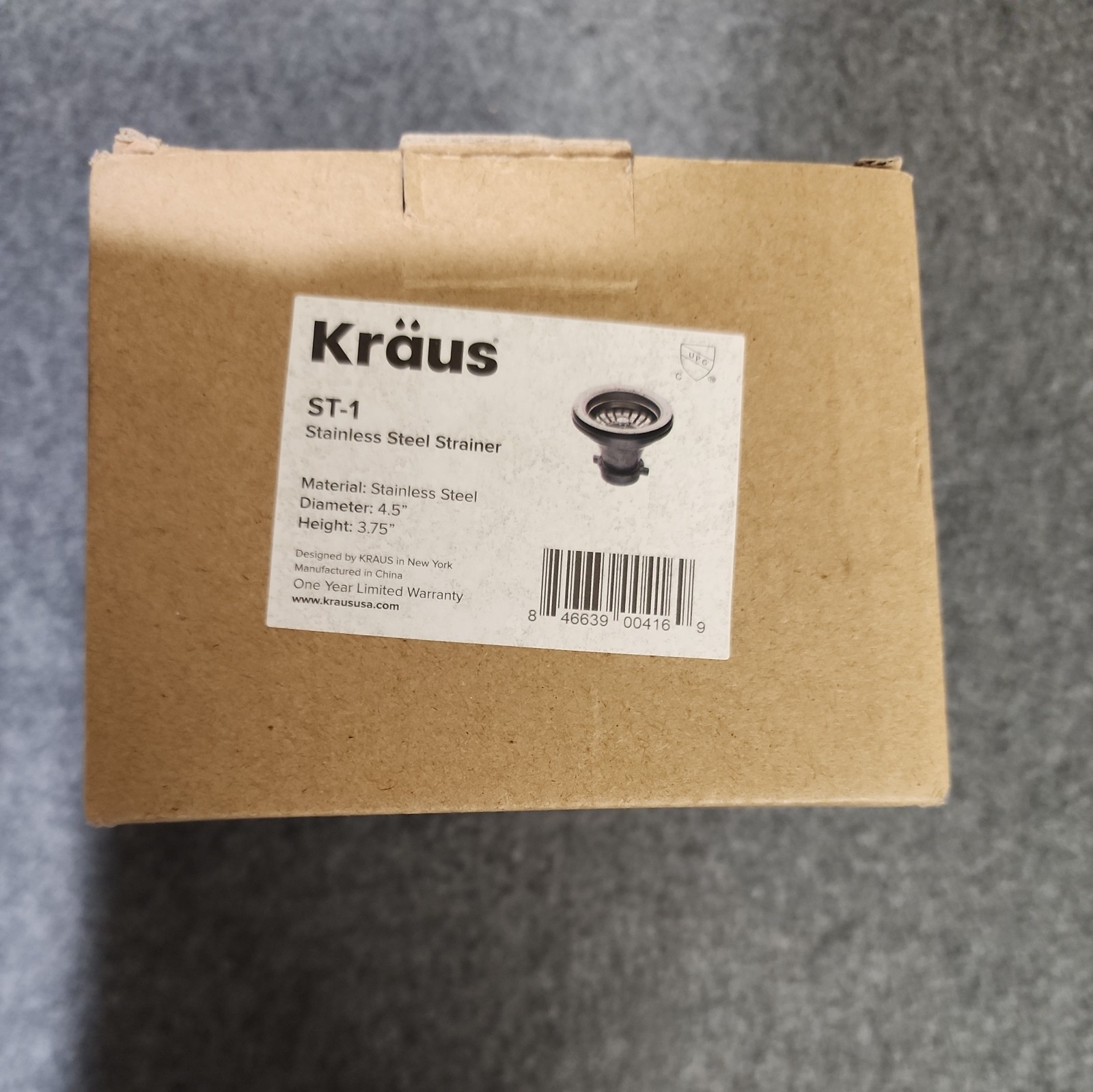 KRAUS ST-1 STAINLESS STEEL STRAINER NEW 4.5" DIAMETER,HEIGHT 3.75”